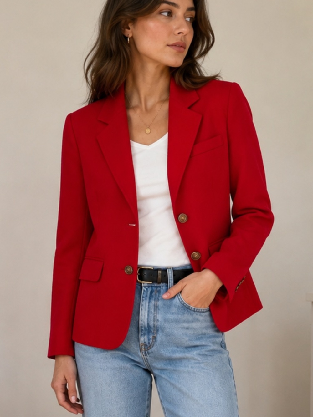 Vintage Pendleton Red Virgin Wool Blazer Crest Buttons Petite 6